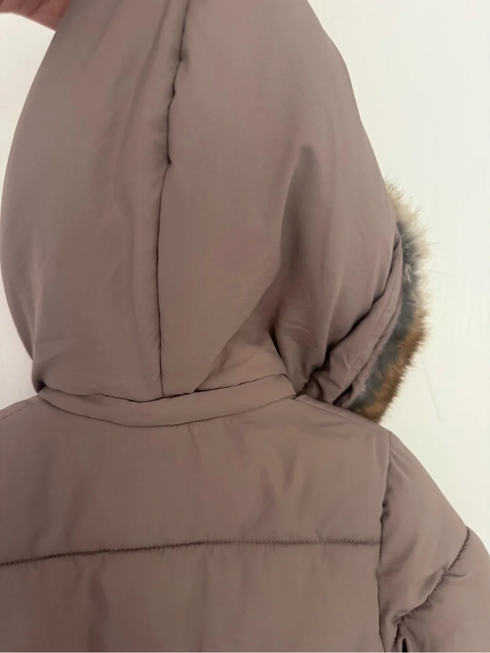 Tartine et Chocolat Taupe Quilted Baby Puffer with Real Fur Trim